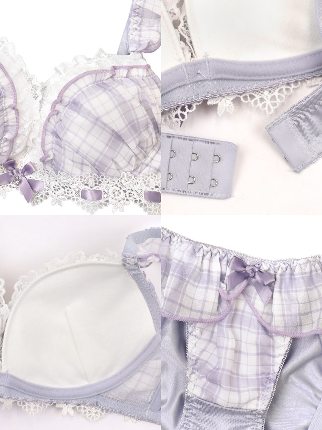 シフォンリボンベルト×総レースブラジャー＆ショーツ2点セットの詳細画像
