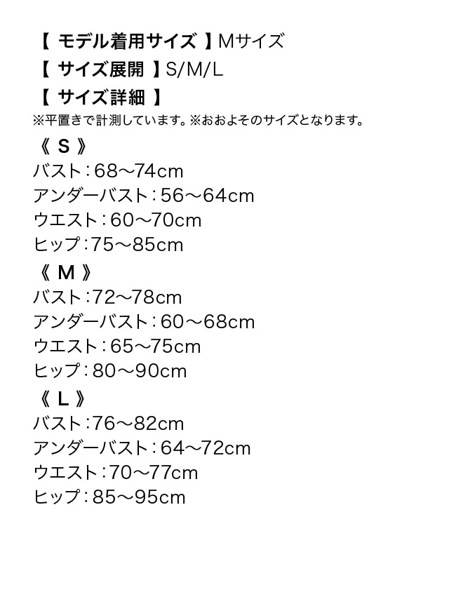 フラワーレース チューブブラジャー シアーショーツ ランジェリー2点セットのサイズ表