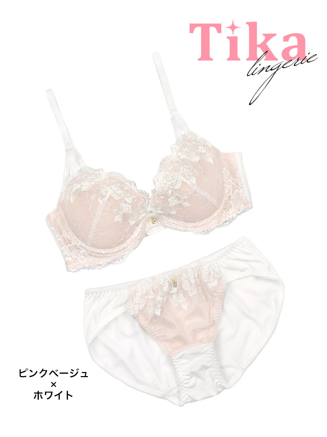 ヌーディー 刺繍 レース ブラック 黒 脇高 ブラジャー ショーツ ランジェリー 2点セットのカラー詳細