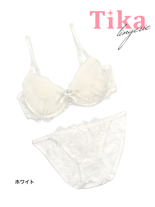 レース リボン ワンカラー ブラジャー ショーツ 2点セットのカラー詳細