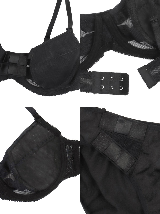 フェミニン刺繍リボンデザインレースカップブラジャー＆ショーツ2点セットの詳細画像