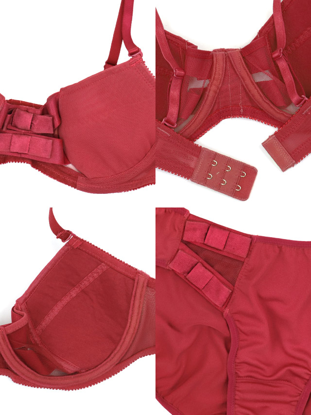 谷間シアーリボンカップブラジャー＆ショーツ2点セットの詳細画像