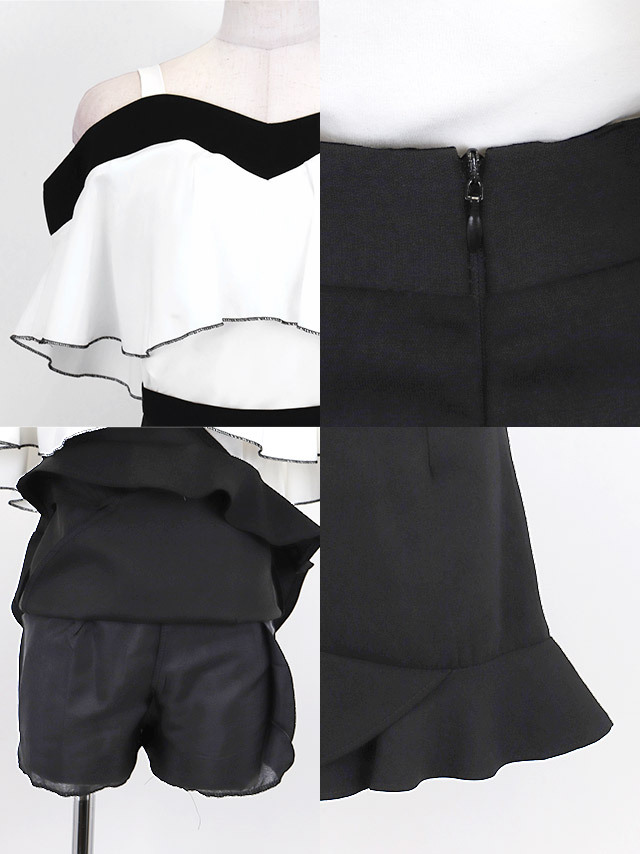 フリル 肩あき セットアップ ミニドレスのイメージ画像1