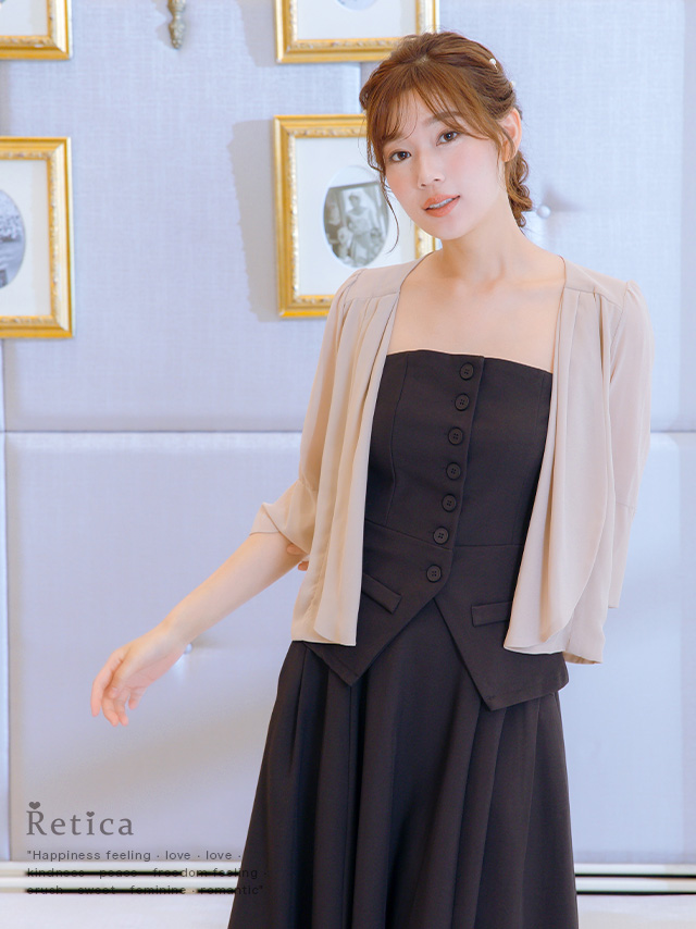 七分丈シフォンベルスリーブボレロのイメージ画像