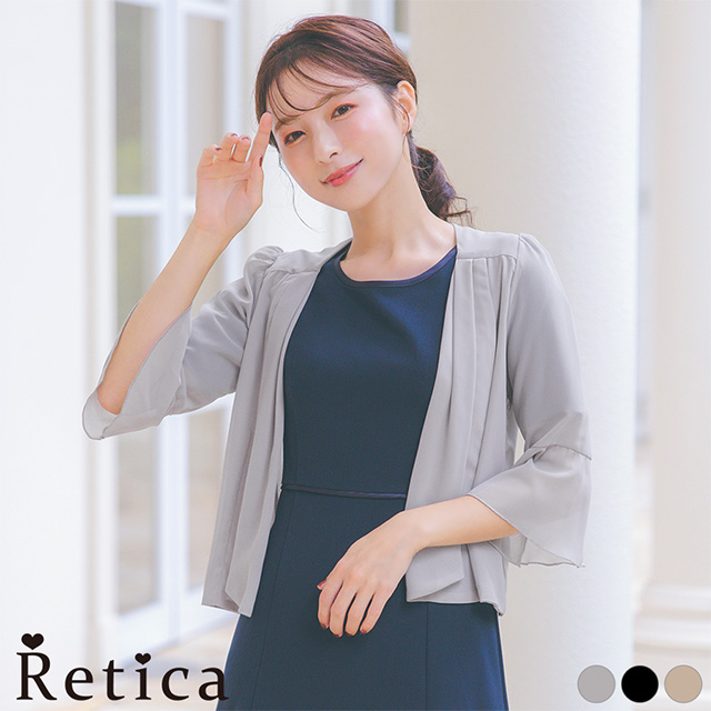 シフォンベルスリーブショート丈ボレロのメイン画像