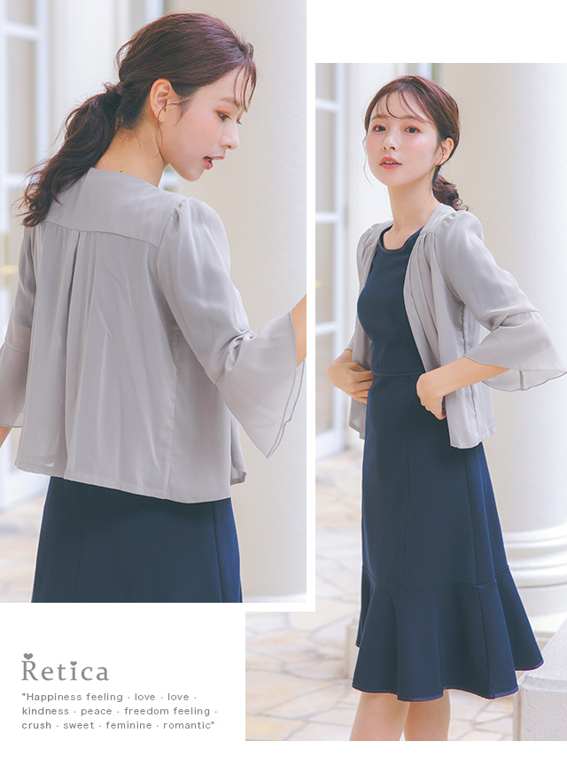 シフォンベルスリーブショート丈ボレロのイメージ画像