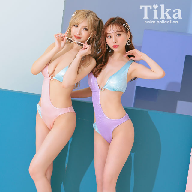 カットアウトリングセクシーグリッターモノキニビキニ