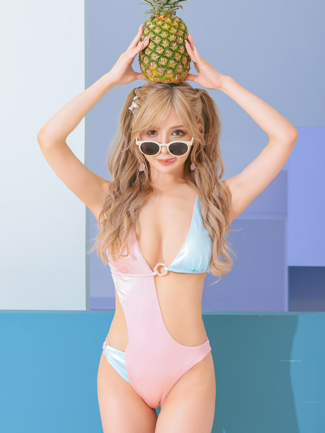 カットアウトリングセクシーグリッターモノキニビキニ