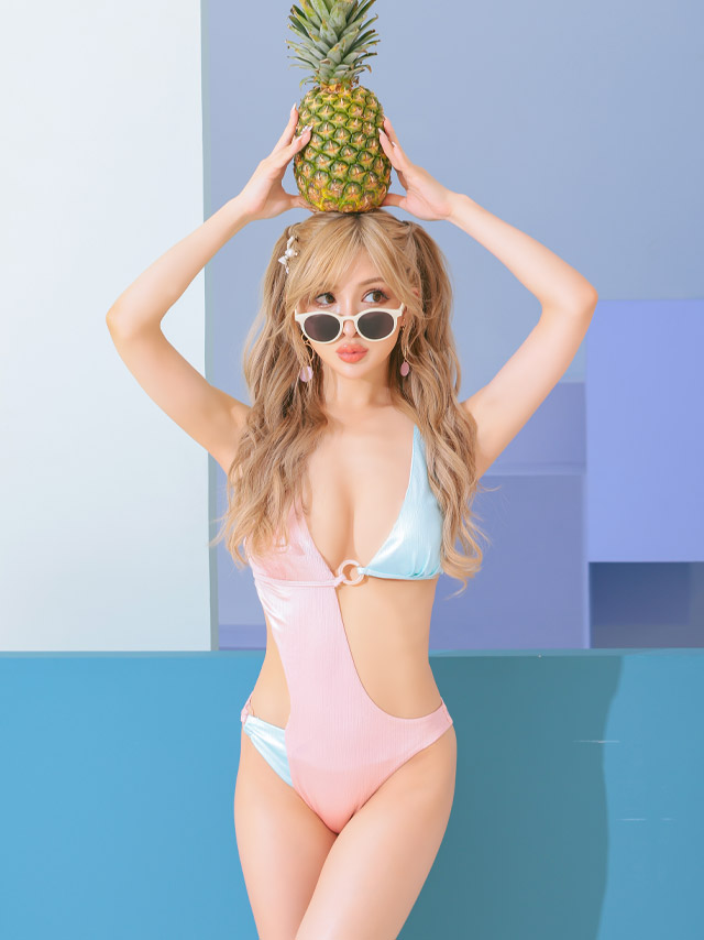 カットアウトリングセクシーグリッターモノキニビキニ