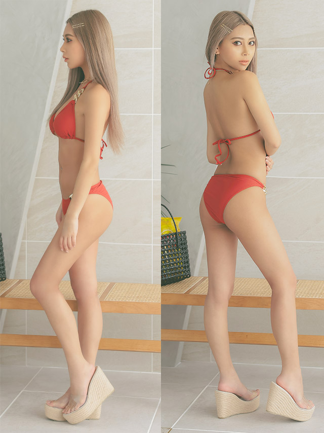 セクシーゴールドチェーン付きホルターネックビキニのサイドバッグ画像