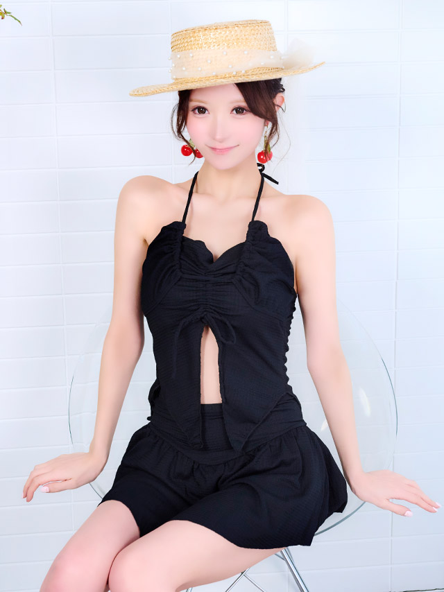 体型カバー ビスチェ ハイウエスト チェック柄 フリル タンキニ 洋服みたいな スカートタイプ 清楚系 ガーリー ブラウンのサイドバッグ画像