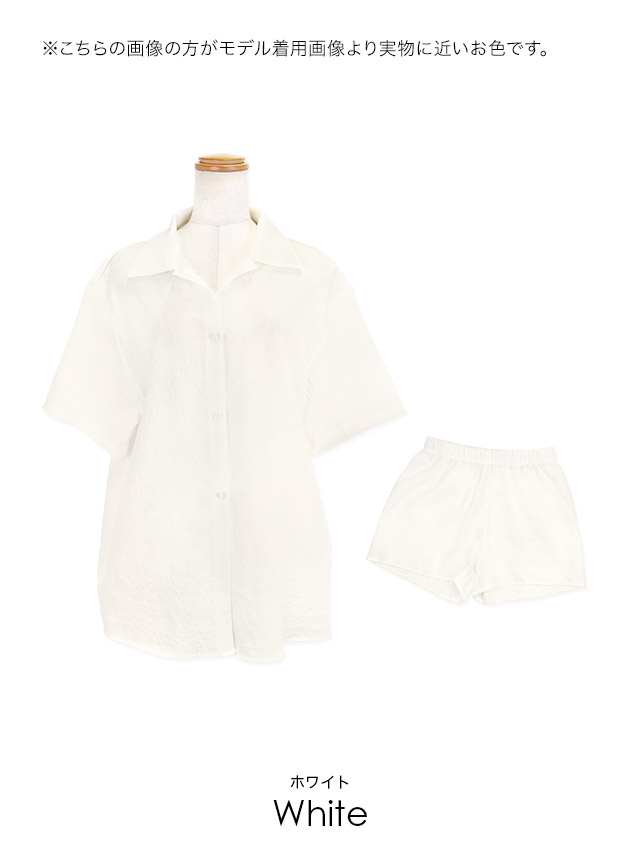 2点ット 体型カバー シャツ ボトム カジュアル 洋服みたいな 黒 ブラックのカラバリ画像2