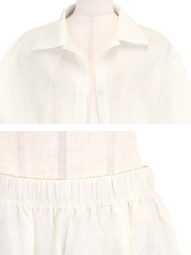 2点ット 体型カバー シャツ ボトム カジュアル 洋服みたいな 黒 ブラックの詳細アップ