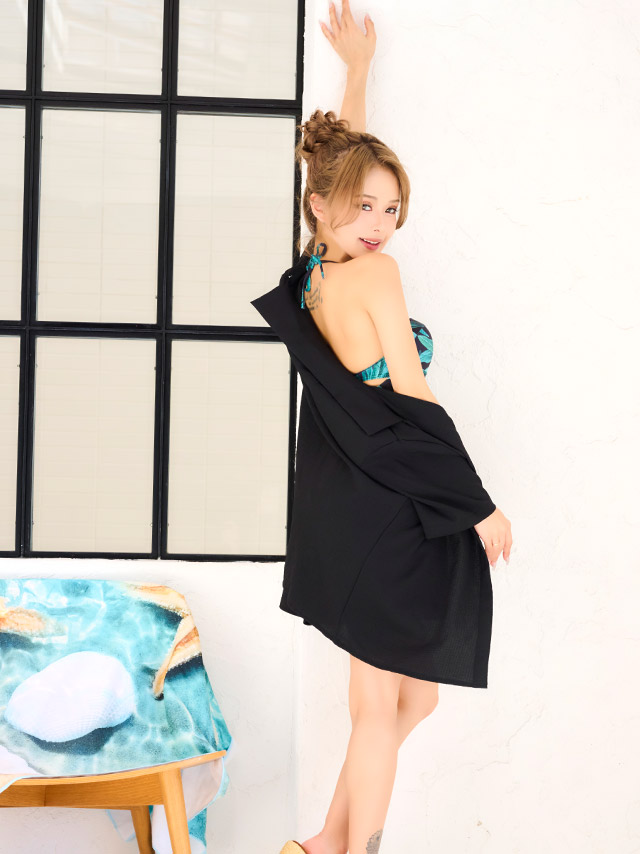 2点ット 体型カバー シャツ ボトム カジュアル 洋服みたいな 黒 ブラックのイメージ画像1