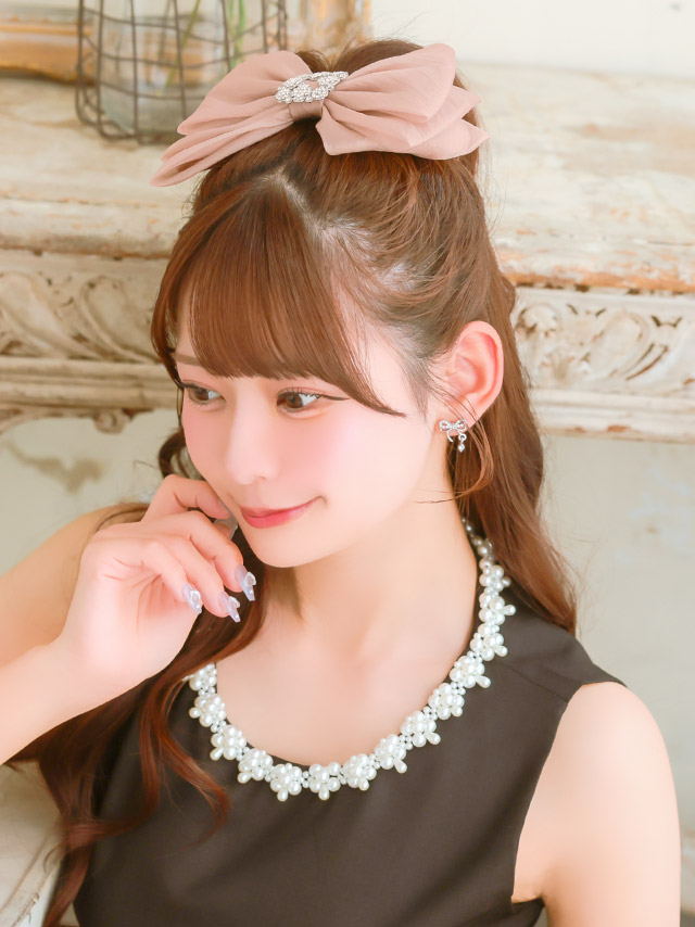 シフォン リボン オーガンジー ビジューバレッタ ヘアアクセサリーのイメージ画像2