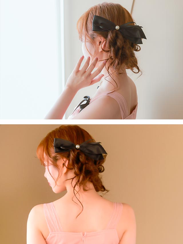オーガンジー ビジューバックル リボン バレッタ ヘアアクセサリーのイメージ画像3