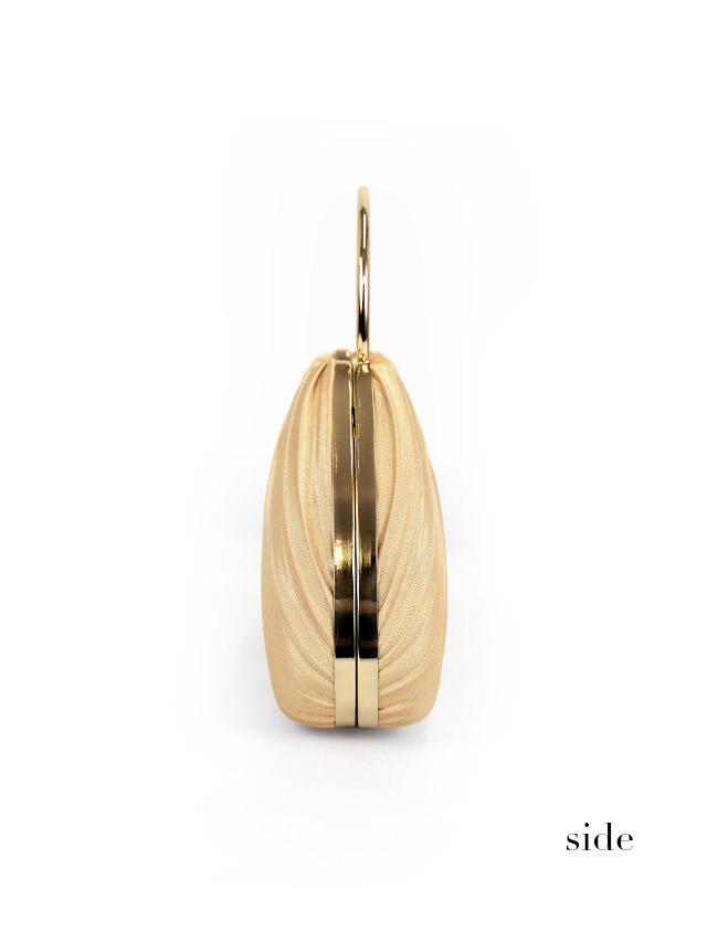 ハンドバッグ リングハンドル サテン プリーツ チェーン 2Wayの詳細画像2