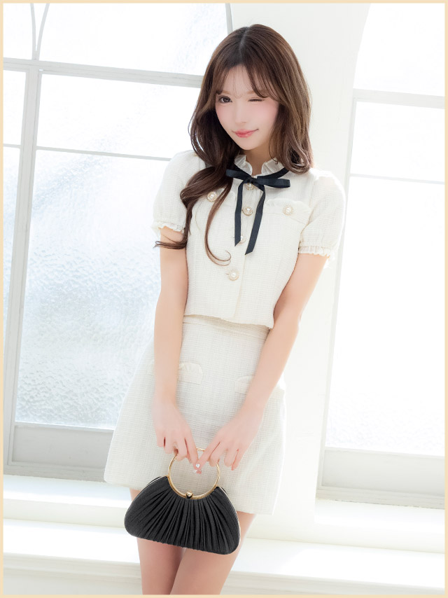 ハンドバッグ リングハンドル サテン プリーツ チェーン 2Wayのイメージ画像2