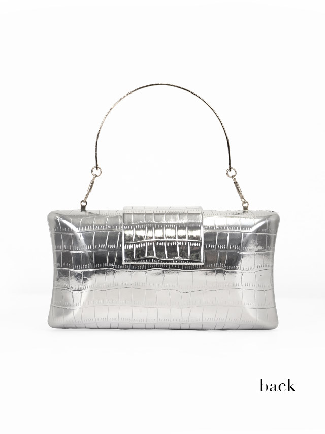 ハンドバッグ スクエア クロコダイル調 バックルビジュー チェーン 2Wayの詳細画像3