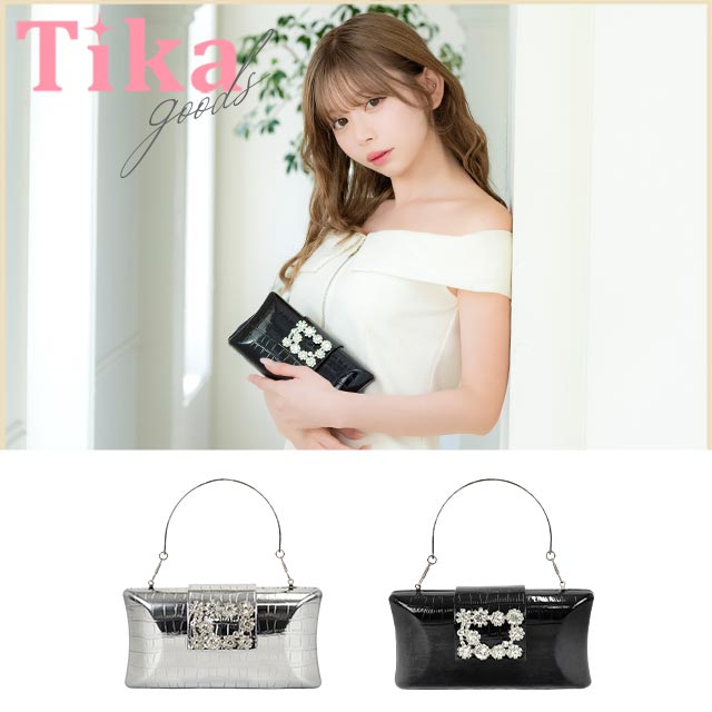 ハンドバッグ スクエア クロコダイル調 バックルビジュー チェーン 2Wayのメイン画像