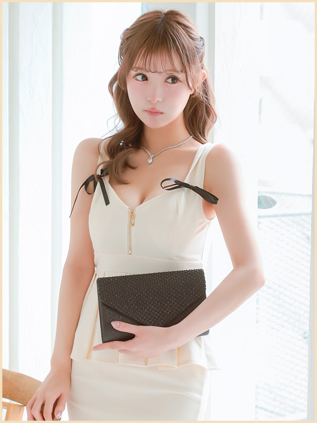 クラッチバッグ ショルダーバッグ グリッター Vカット チェーン 2Wayのイメージ画像1