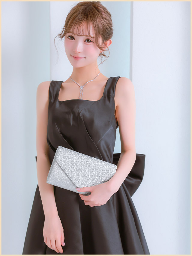 クラッチバッグ ショルダーバッグ グリッター Vカット チェーン 2Wayのイメージ画像2