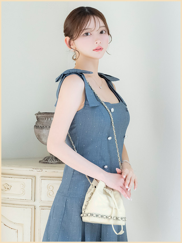 ショルダーバッグ 巾着 キルティング シルバーチェーンのイメージ画像1