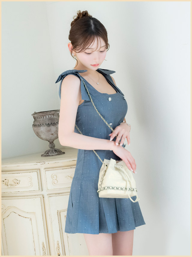 ショルダーバッグ 巾着 キルティング シルバーチェーンのイメージ画像2