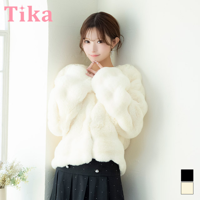 ボレロ ジャケット ノーカラー フェイクファー ショート丈 長袖 体型カバー 羽織り