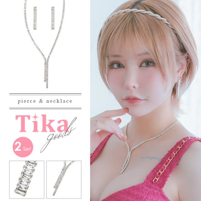 ラウンドビジューゴールドアクセサリー2点セット