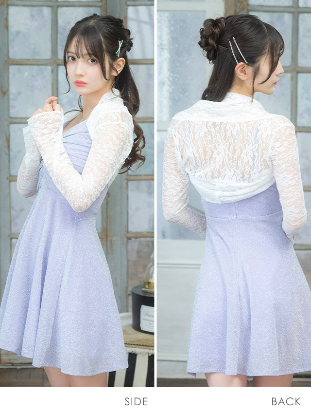 花柄総レース長袖ボレロのサイドバック