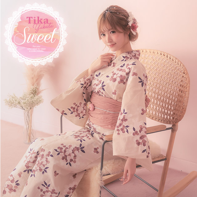 SWEET 桜×クリーム ゆかた3点セット