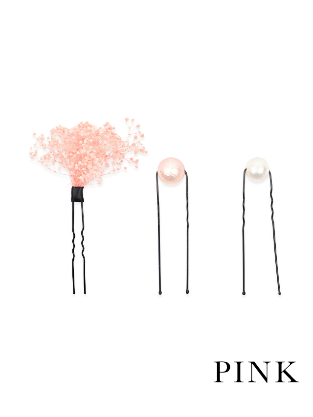 髪飾り 上品 かすみ草 パール フラワー 浴衣 ヘアアクセサリー 3点セット