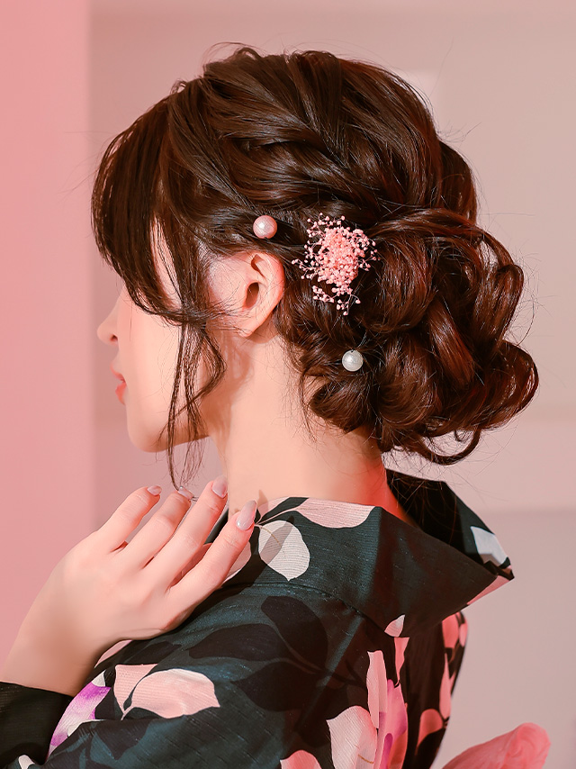 髪飾り 上品 かすみ草 パール フラワー 浴衣 ヘアアクセサリー 3点セット