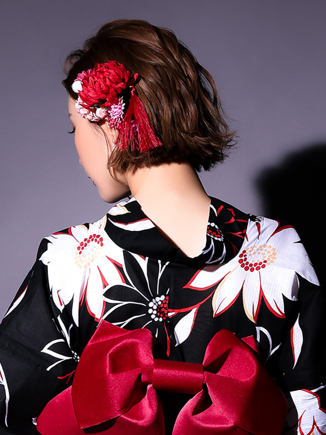 髪飾り カラフル和花 和玉 タッセル フラワー 浴衣 ヘアアクセサリー 9点セット