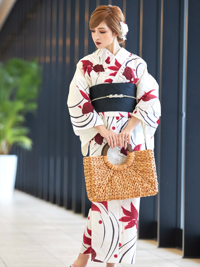 レトロシリーズ 優雅な金魚 流水紋 浴衣・帯2点セット 着用イメージ4