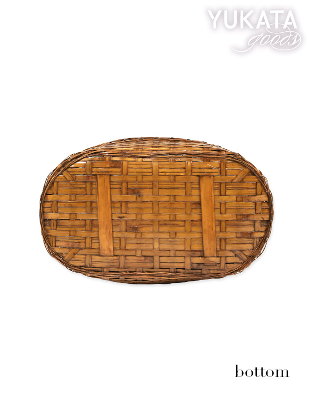巾着付き楕円型竹かごバッグ