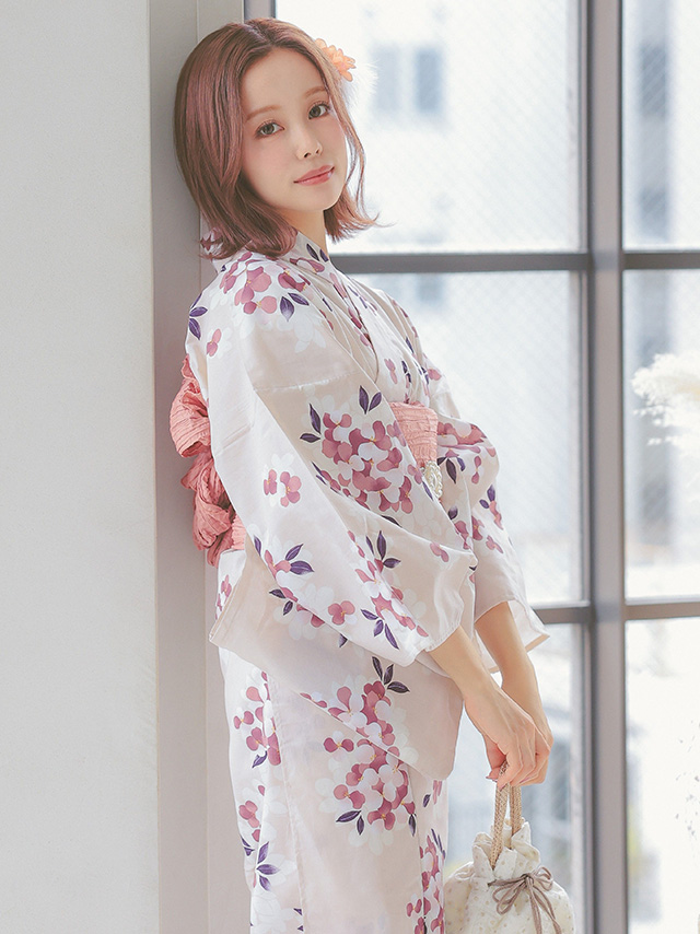ベージュ地 × 淡いピンク 桜 ゆかた3点セットのイメージ画像4
