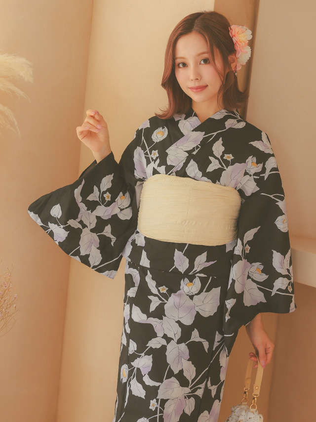 黒地 × ほおずき柄 ゆかた3点セットのイメージ画像4