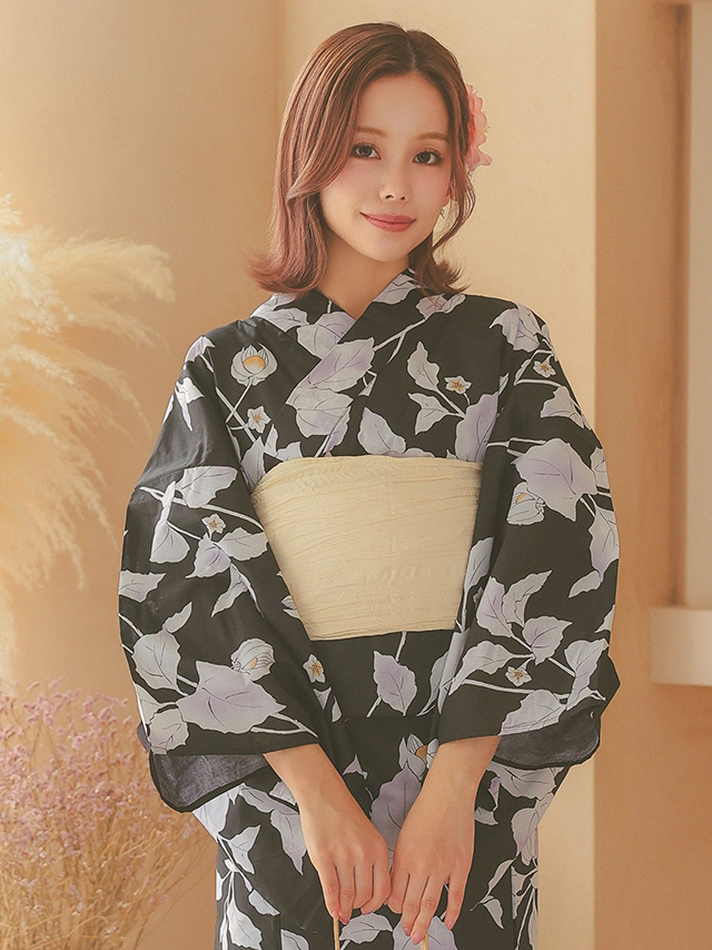 黒地 × ほおずき柄 ゆかた3点セットのイメージ画像4