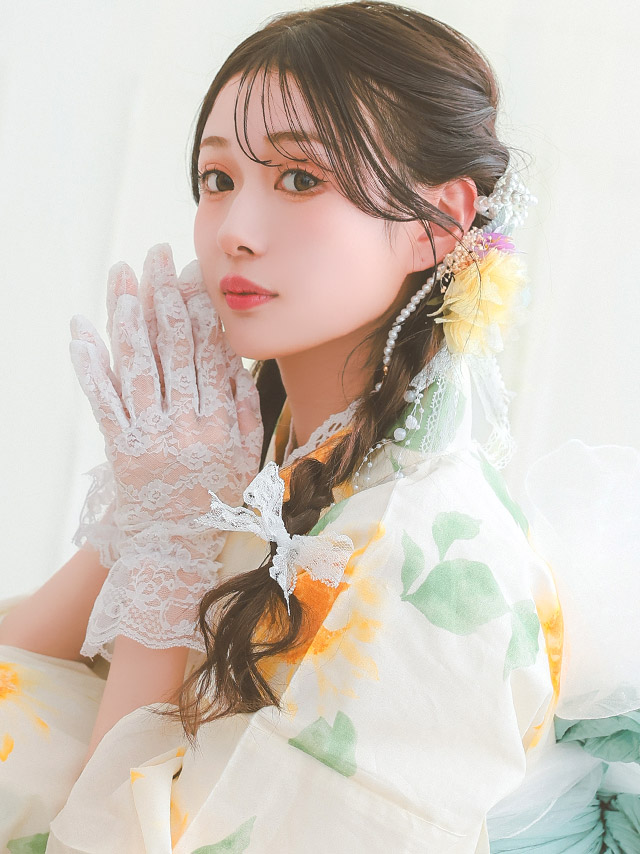 パールアクセサリー付きシフォンフラワーレースクリップ3点セット髪飾り