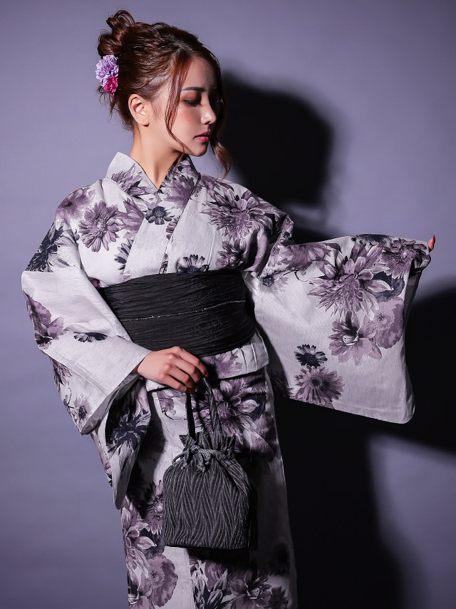 粋シリーズ ダリア ヴィンテージフラワー 浴衣・帯2点セット 着用イメージ5