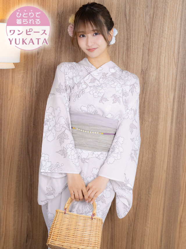 スウィートピンク×繊細フラワー ゆかた3点セットのイメージ画像1