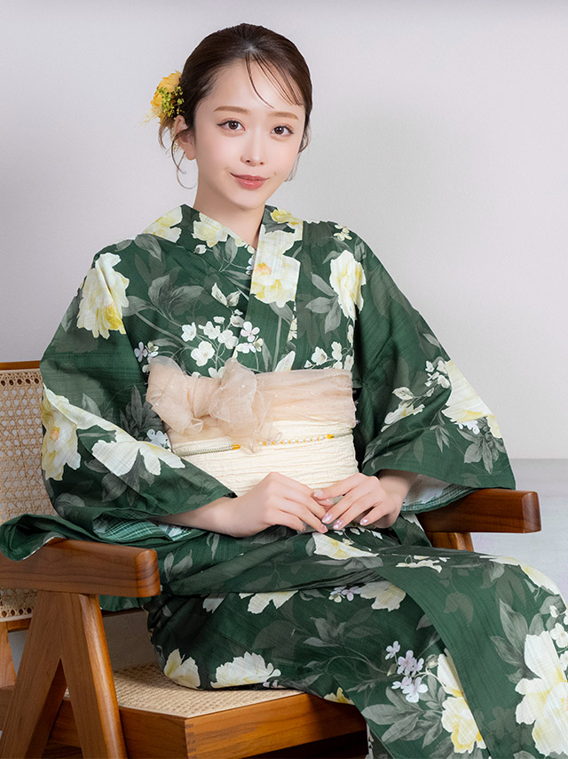 レトロ アンティーク 牡丹 ゆかた3点セットのイメージ画像3