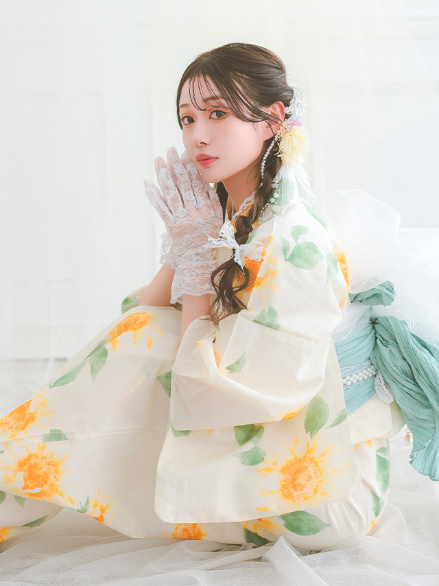 グラデーション 向日葵 ゆかた3点セットのイメージ画像3