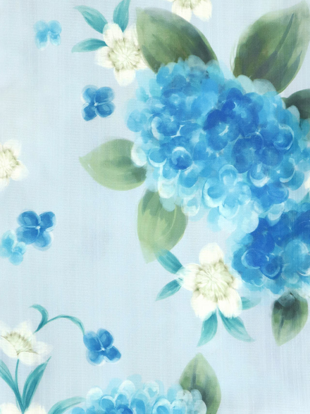 SWEET ペールブルー 水彩 紫陽花 菖蒲 ゆかた3点セットの詳細画像1