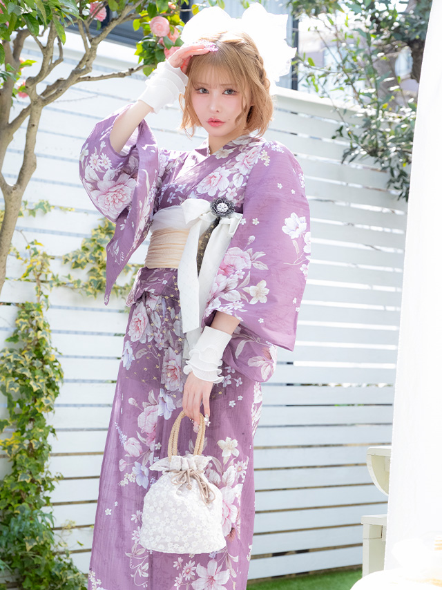 SWEET ラズベリー アンティークフラワー ゆかた 3点セットのイメージ画像2