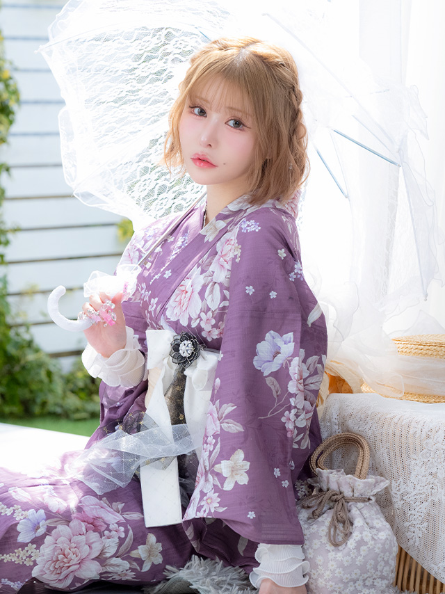 SWEET ラズベリー アンティークフラワー ゆかた 3点セットのイメージ画像5