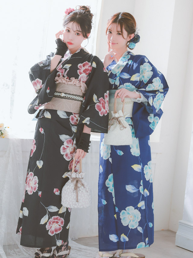 水彩 シャクナゲ セパレート ゆかた3点セットのイメージ画像1