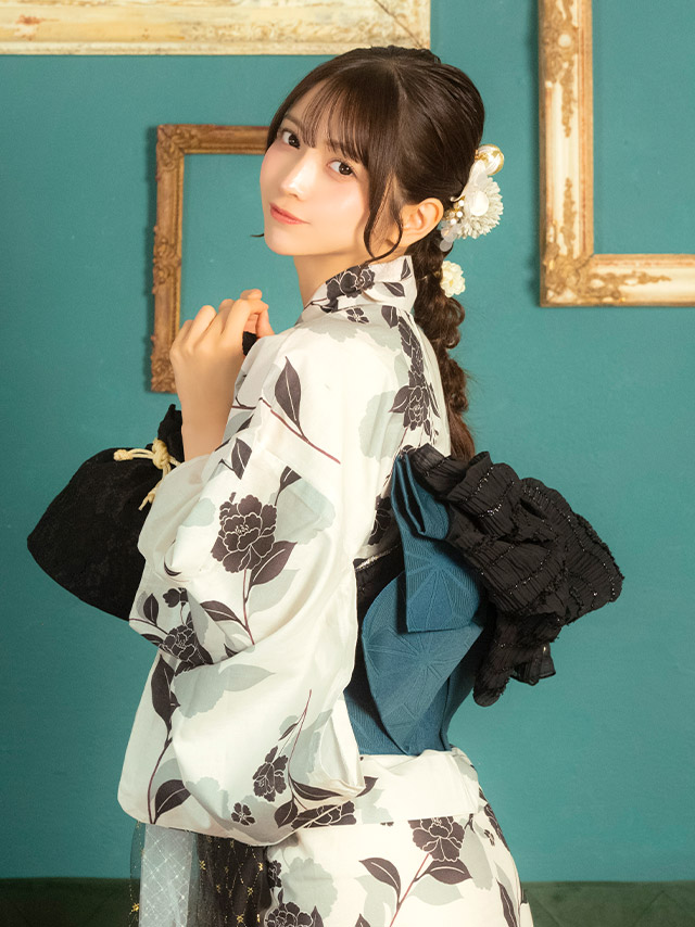 麻の葉 幾何学柄 紺地 レトロ 2点セット 黒嵜菜々子着用 イメージ1